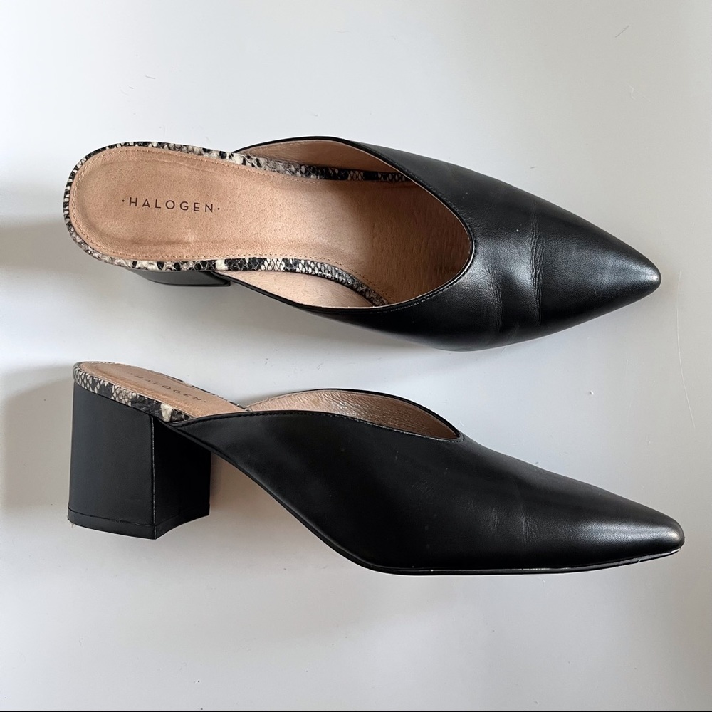 Halogen Tori Black Leather Mules